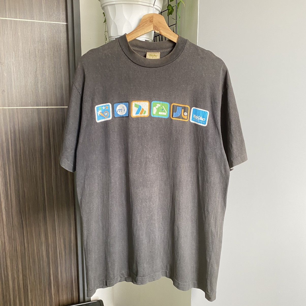image of 1990X Clothing x Mossimo Thrashed Faded Vintage 90's Mossimo Single Stitch Tee in Black (Size Large