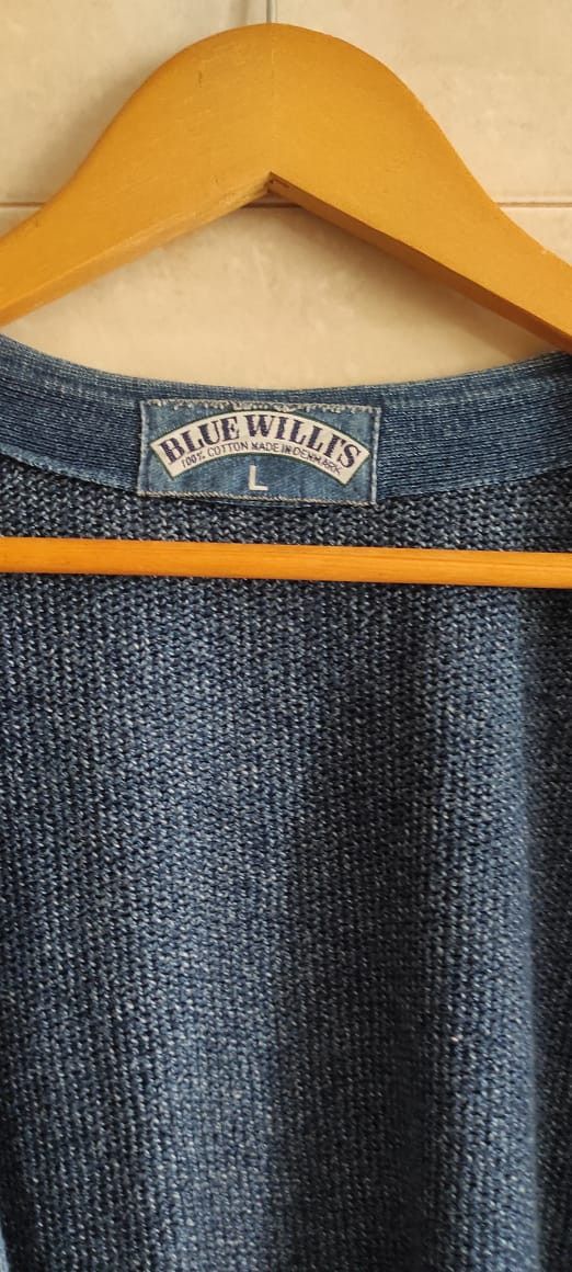 Vintage Blue Willis Spectacular Indigo Jean Denim Cable Cardigan XL Size US L / EU 52-54 / 3 - 2 Thumbnail