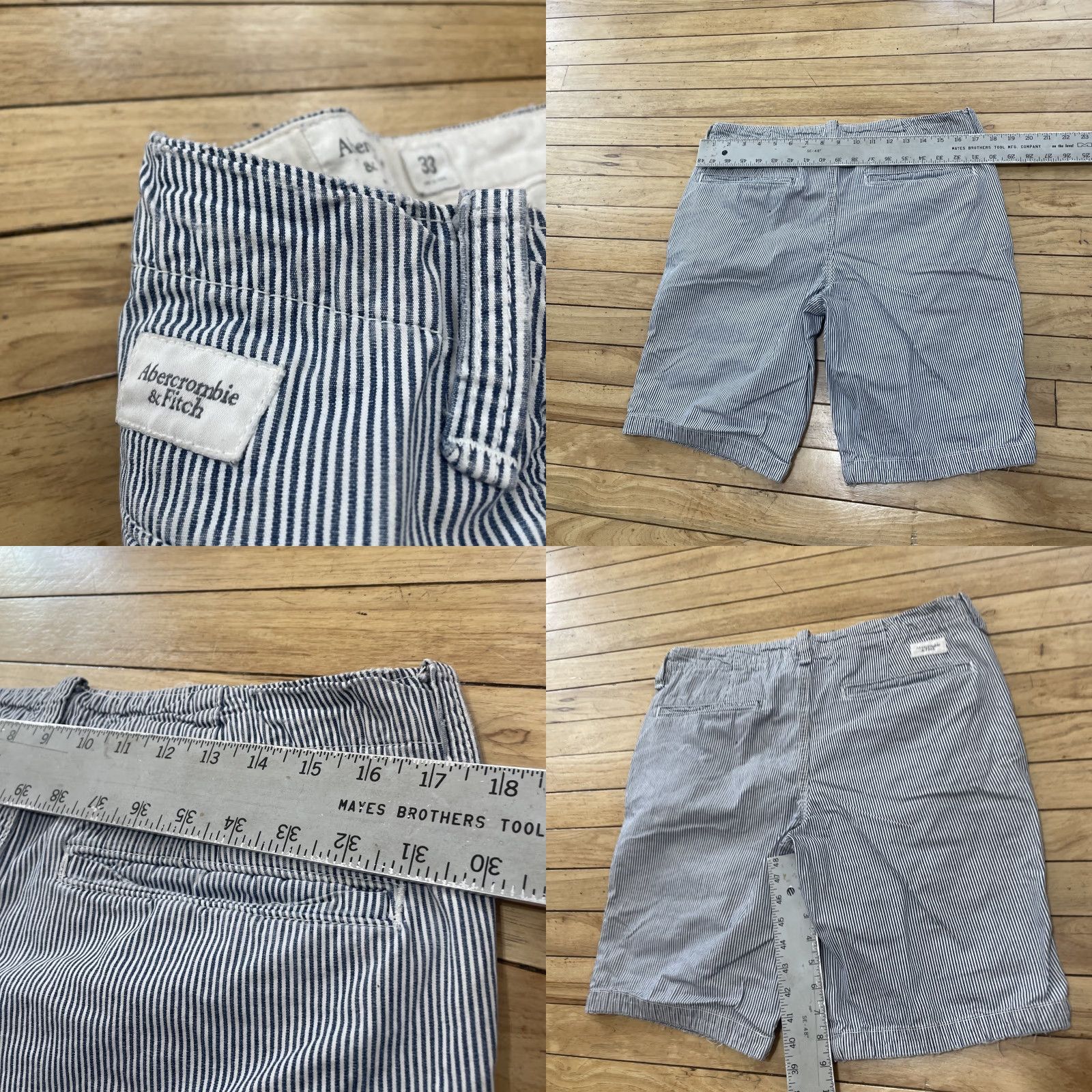 Abercrombie & Fitch Abercrombie & Fitch Shorts Men 33 Preppy Blue White Sailor Chino Button Fly Pin Stripe Flat Front Size US 33 - 8 Thumbnail