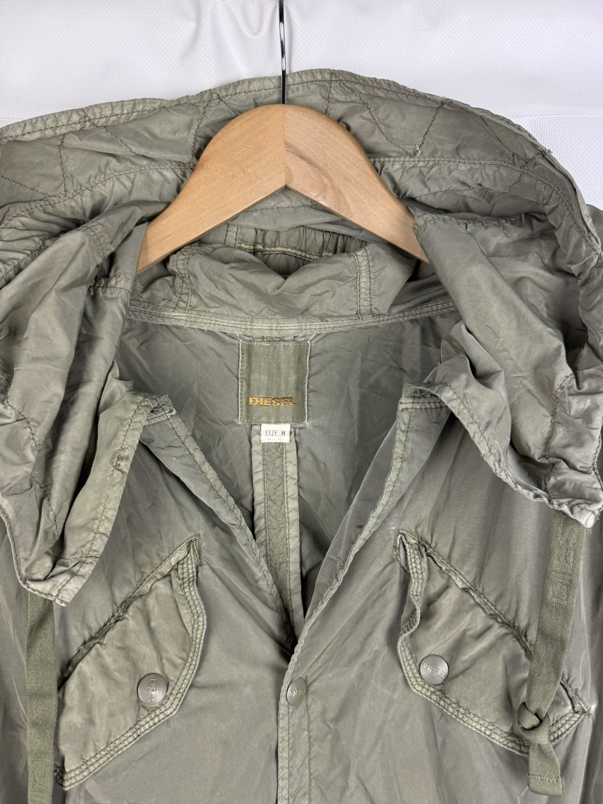 Diesel × Vintage Diesel Vintage Y2K Ladies Nylon Fishtail Hooded Parka Jacket Size M / US 6-8 / IT 42-44 - 7 Thumbnail