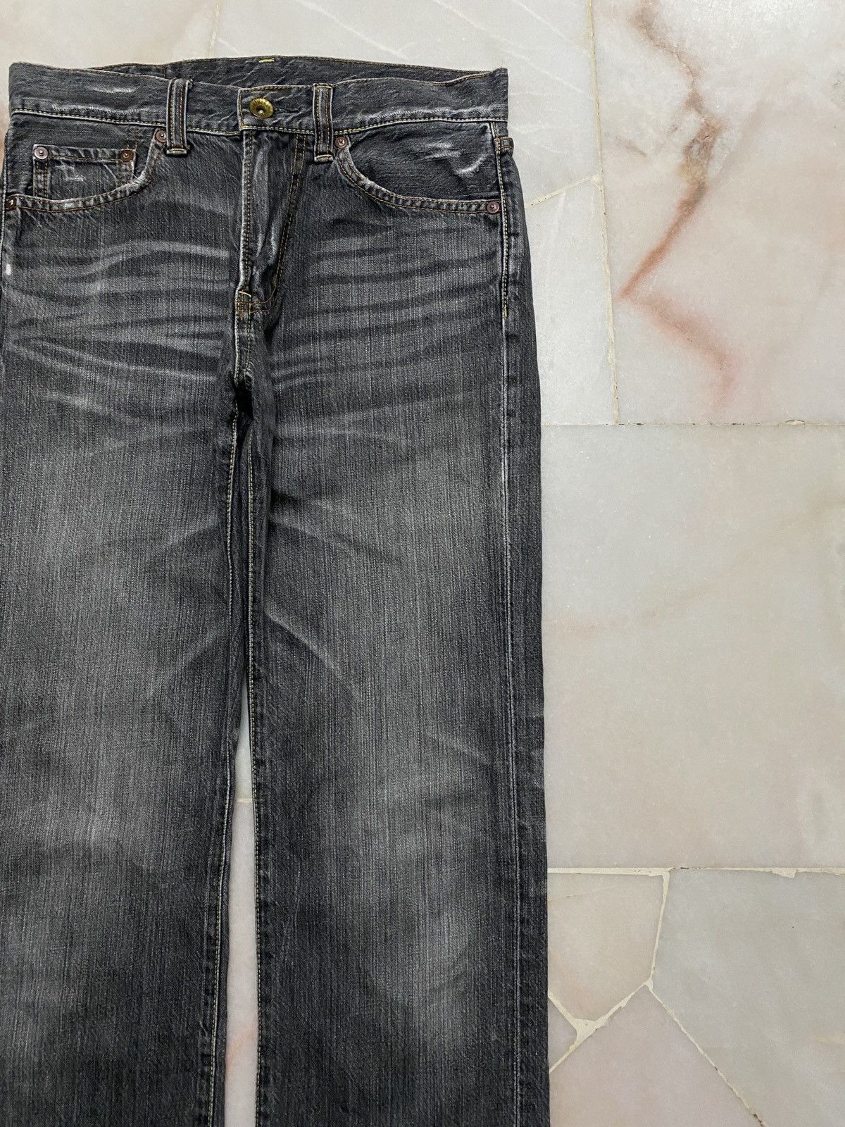 If Six Was Nine × Japanese Brand 💥Baggy 90s Uniqlo S002 Mudwash Faded Distress thrashed Jean Size US 29 - 5 Thumbnail