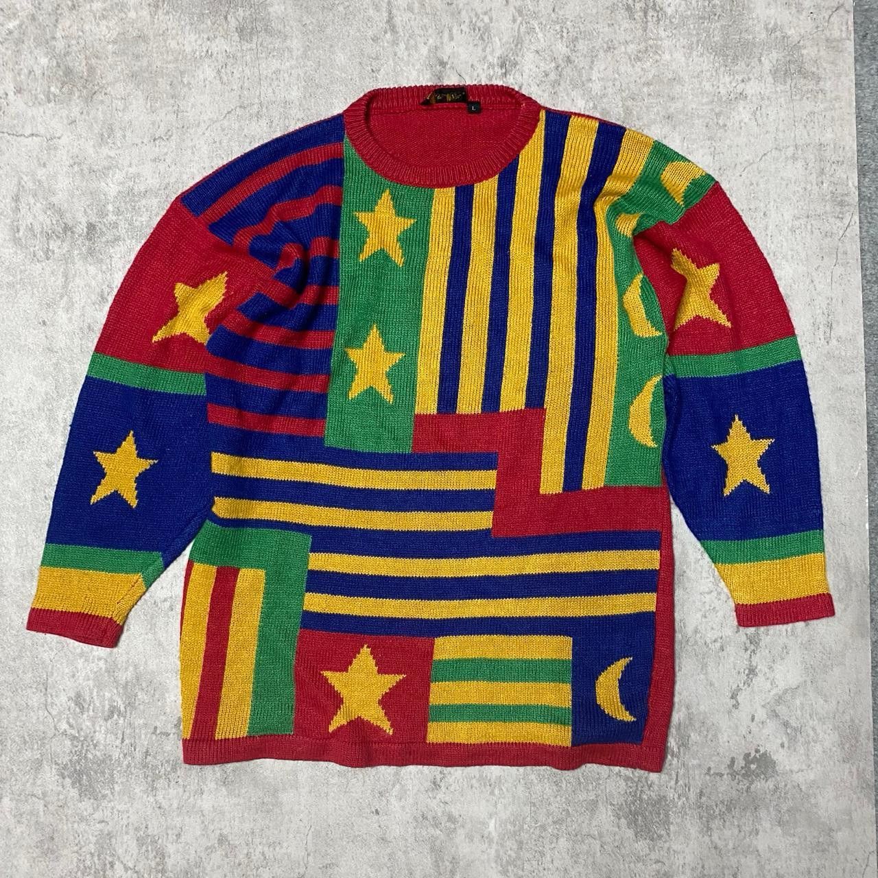 Other Vintage 90s multi-coloured sweater knitwear Size US L / EU 52-54 / 3 - 1 Thumbnail