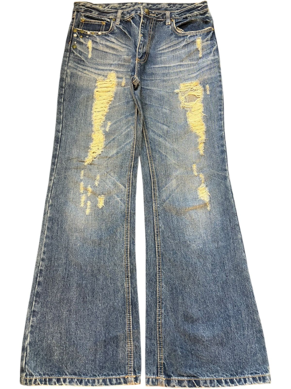 Hysteric Glamour Vintage Japanese Brand Rusty Wash Distress Flare Jeans Size 33" - 1 Thumbnail