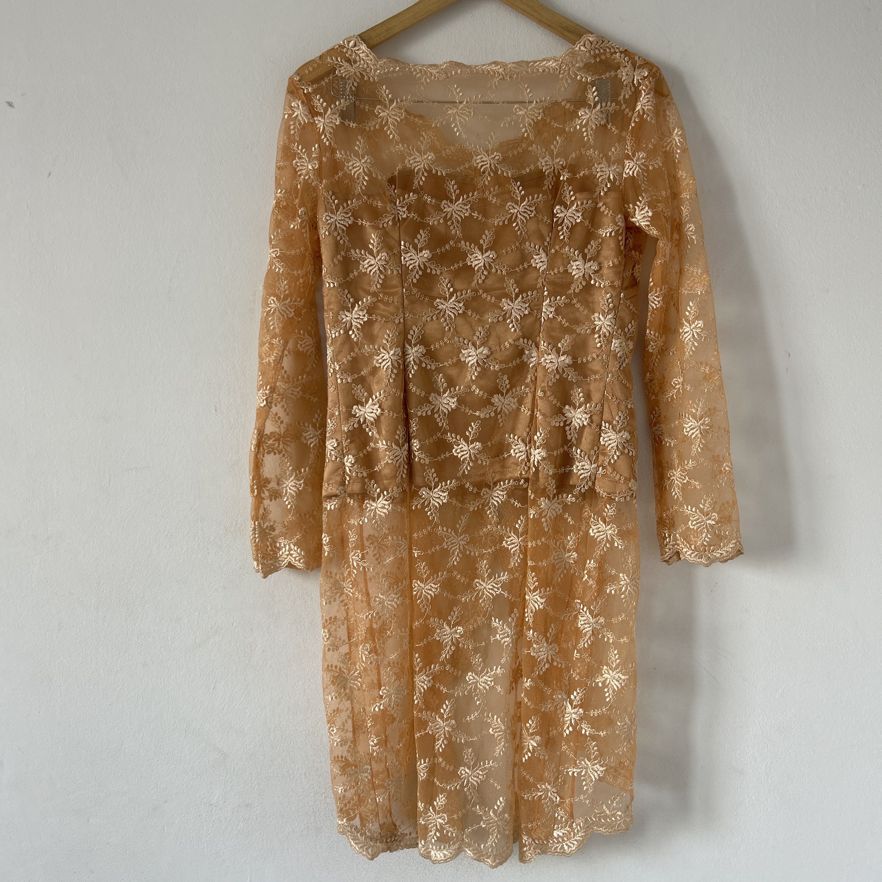 Vintage Vintage Orange Lace Kebaya Dress Size M / US 6-8 / IT 42-44 - 10 Thumbnail