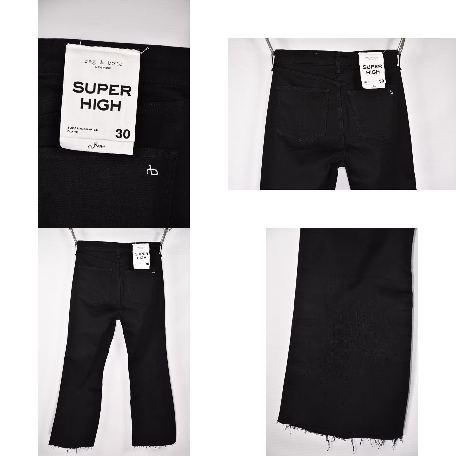 Rag & Bone RAG & BONE Super High-Rise Flare Jeans Pants Size 30 Black Women's Regular Jeans 78%Cotton 15%Lyocell 5%Polyester 2%Elastane — Vintage No Size 30" / US 8 / IT 44 - 8 Thumbnail