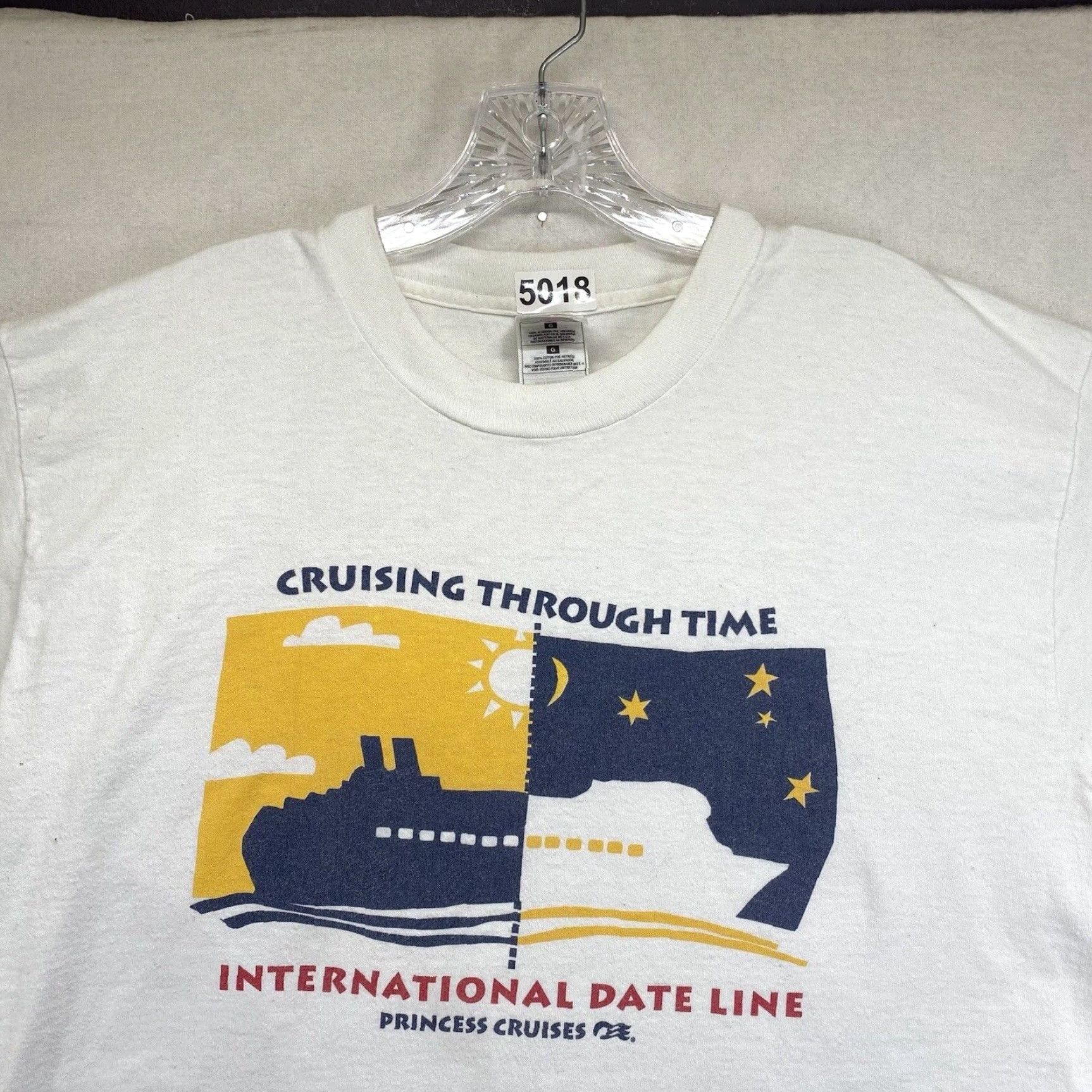 Fruit Of The Loom VINTAGE Princess Cruises T Shirt Graphic Print Men L White 90s Retro Cruise Ship Oceanic Logo Casual Shirts Mens Size US L / EU 52-54 / 3 - 4 Thumbnail