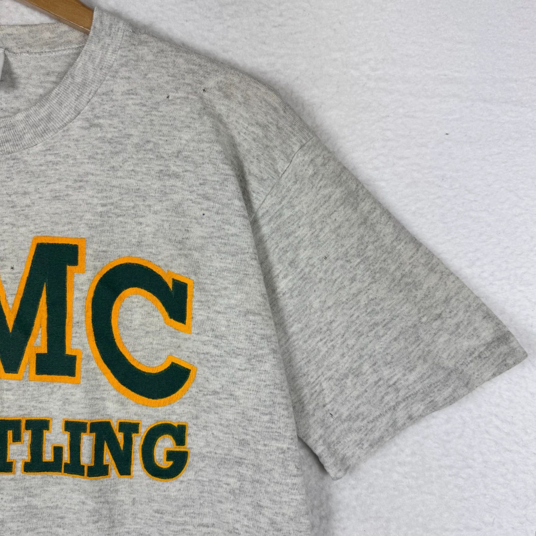 Jerzees VINTAGE Jerzees 80s 90s XL WMC Wrestling Single Stitch Shirt Spell Out Made USA T-Shirt Men Gray Cotton Short Sleeve Crew Neck Graphic Print 1990s Size US XL / EU 56 / 4 - 3 Thumbnail