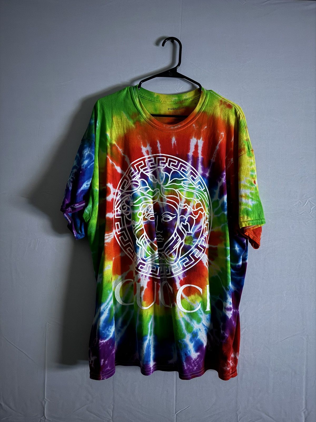 image of Pizza Slime Pizzaslime | Tie-Dye Versace Gucci Louie Channel T-Shirt in Tie/Dye, Men's (Size 2XL)