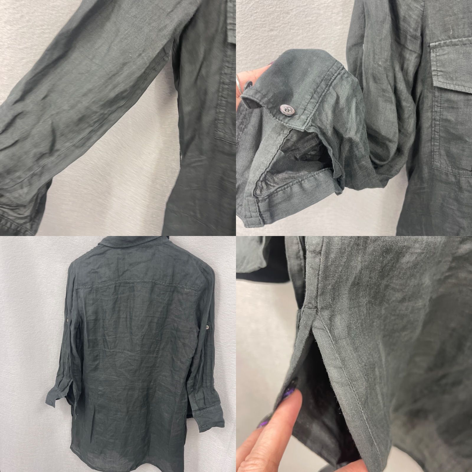 Theory Theory Dress Women 4 Black Linen Collared Long Sleeve Short Casual Business Womens Size S / US 4 / IT 40 - 8 Thumbnail