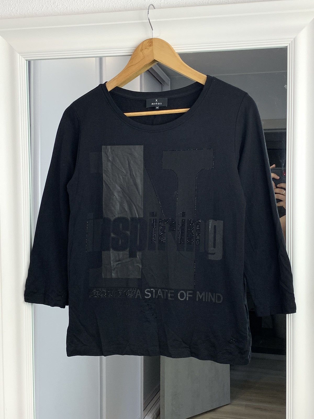 Other Monari Longsleeve T-Shirt Tee Big Logo Black Size France 38 Size S / US 4 / IT 40 - 1 Thumbnail