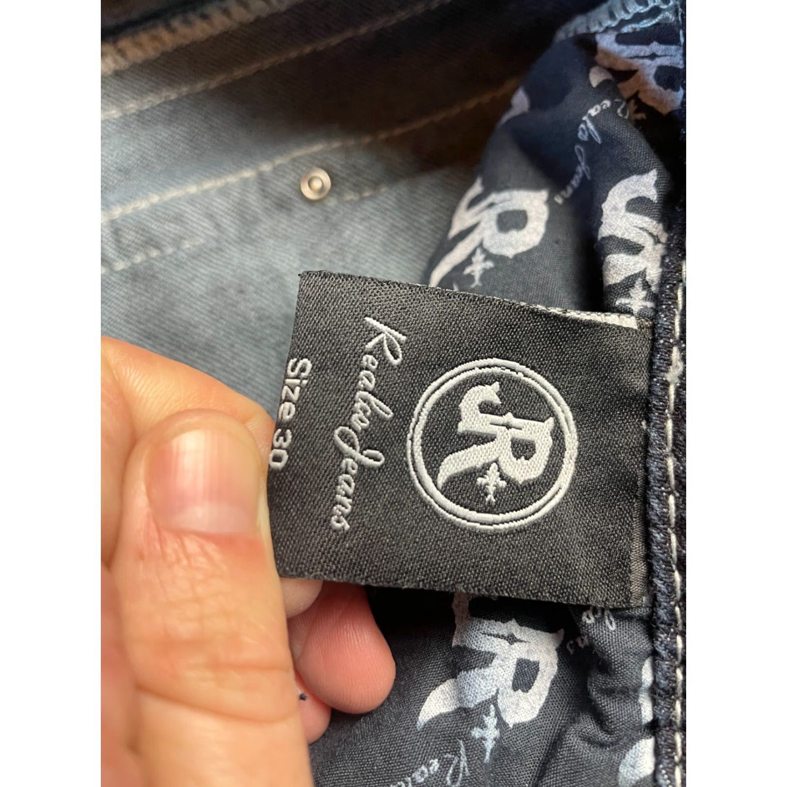 Denime Realco Jeans Women's 30 Black Jeweled Denim Straight Relaxed Fit Jeans Menstrual? Size 24" / US 00 / IT 34 - 4 Thumbnail