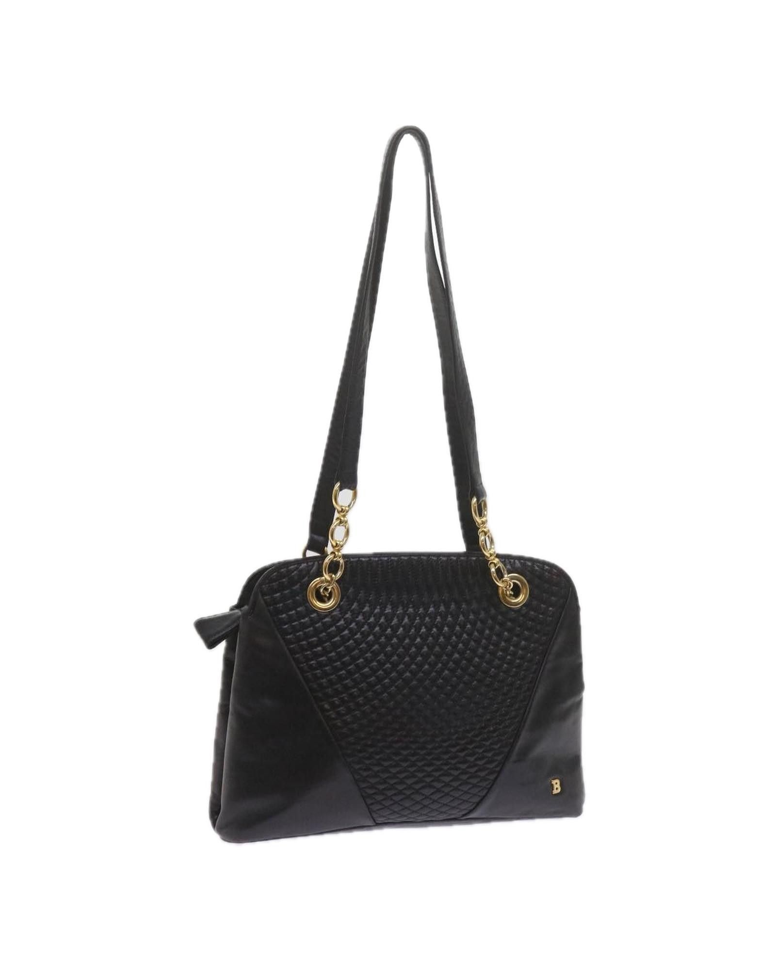 image of Bally Matelasse Leather Shoulder Bag In Black, Women's