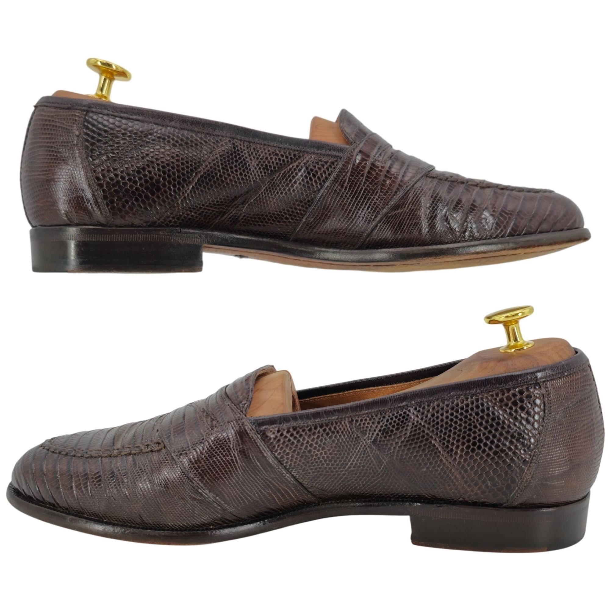 Neiman Marcus Neiman Marcus Exotic Teju Lizard Brown Dress Shoes Mens 8.5 Size US 8.5 / EU 41-42 - 5 Thumbnail