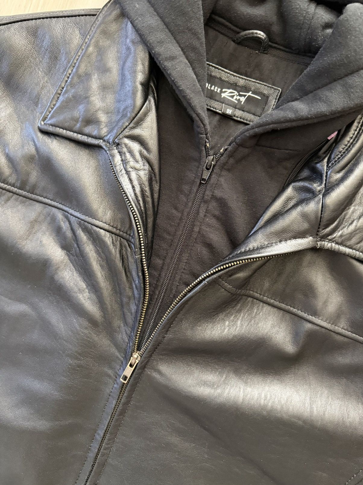 Black Rivet Black Rivet Hooded Genuine Leather Jacket Sz 3XL Casual Goth Size US XXL / EU 58 / 5 - 2 Thumbnail