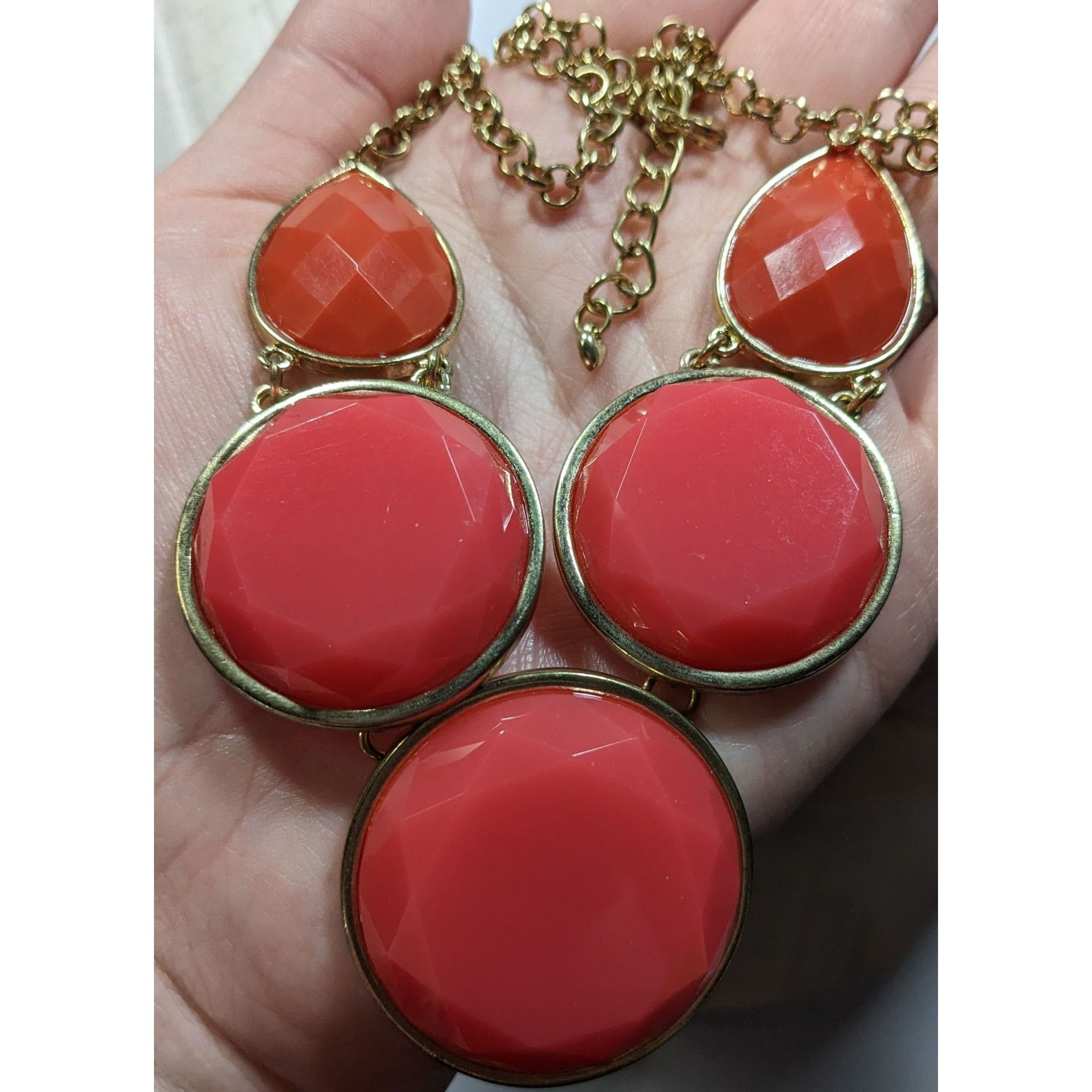 Other Pink And Orange Faceted Gemmed Statement Necklace Size ONE SIZE - 4 Thumbnail
