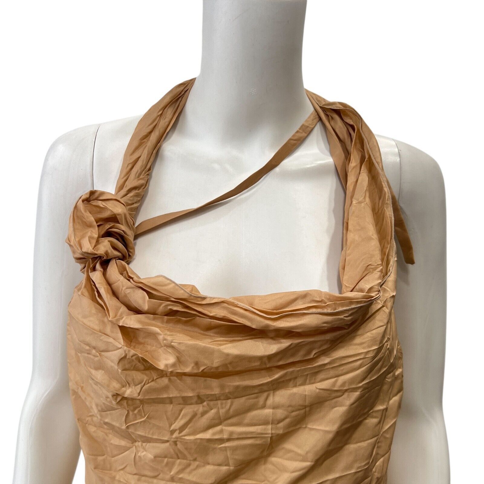 Celine $1229 NWT CELINE Dusty Orange Silk Blend Ruched Dress Size M / US 6-8 / IT 42-44 - 2 Thumbnail