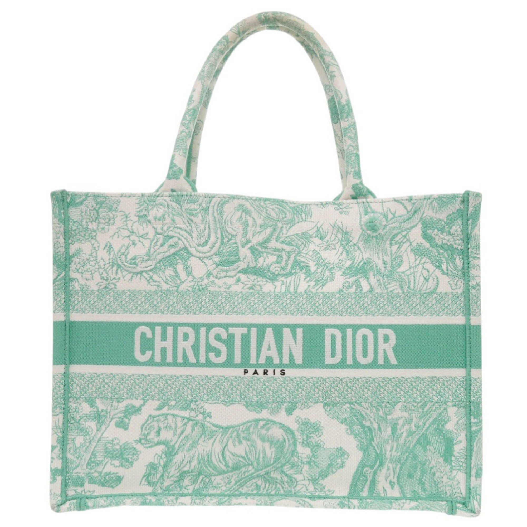 Dior Christian Dior Excellent condition Dior Book Tote Medium Toile de Jouy embroidered canvas mint green tote bag 1420 Size ONE SIZE - 1 Thumbnail