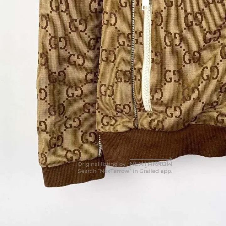 Gucci Gucci Brown Logo Jacquard Hooded Zip Jacket. Size US S / EU 44-46 / 1 - 4 Thumbnail