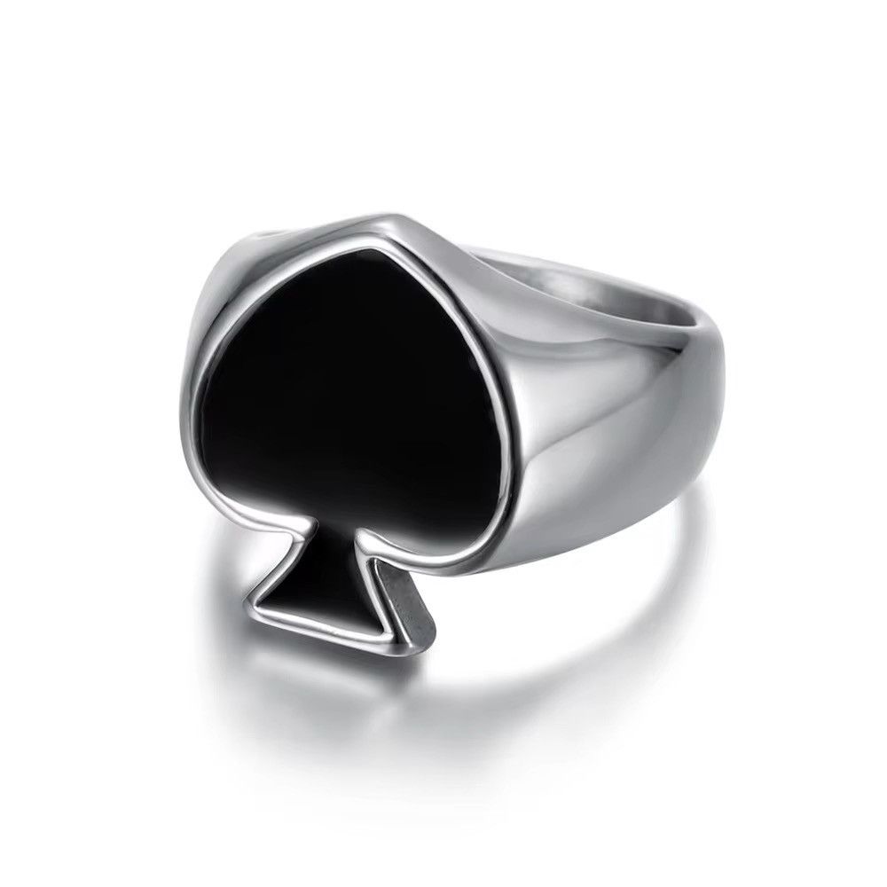 Jewelry × Vintage Black Spade Lucky Stainless Ring Size ONE SIZE - 2 Thumbnail