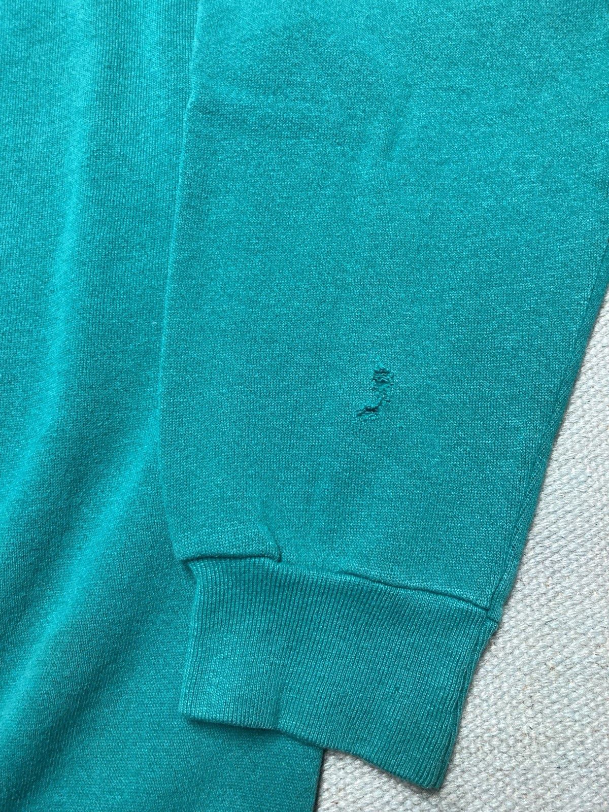 Vintage 80s crewneck sweatshirt blank teal turquoise distressed XL Size US XL / EU 56 / 4 - 2 Thumbnail