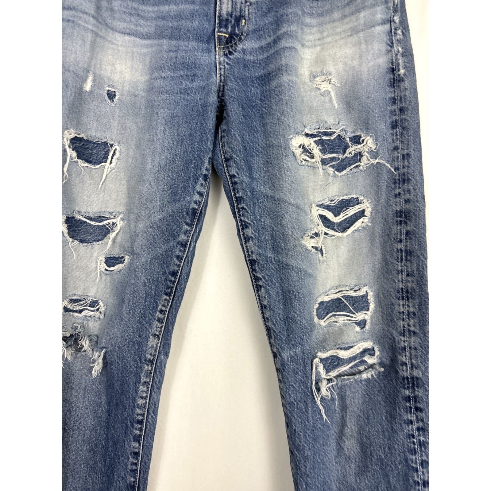 Vintage AG Adriano Goldschmied Jeans Women 27R Blue Distressed Boyfriend Slim Denim 5-Pocket Zipper Button Cotton Blend Logo Classic Western Vintage No Size 27" / US 4 / IT 40 - 4 Thumbnail