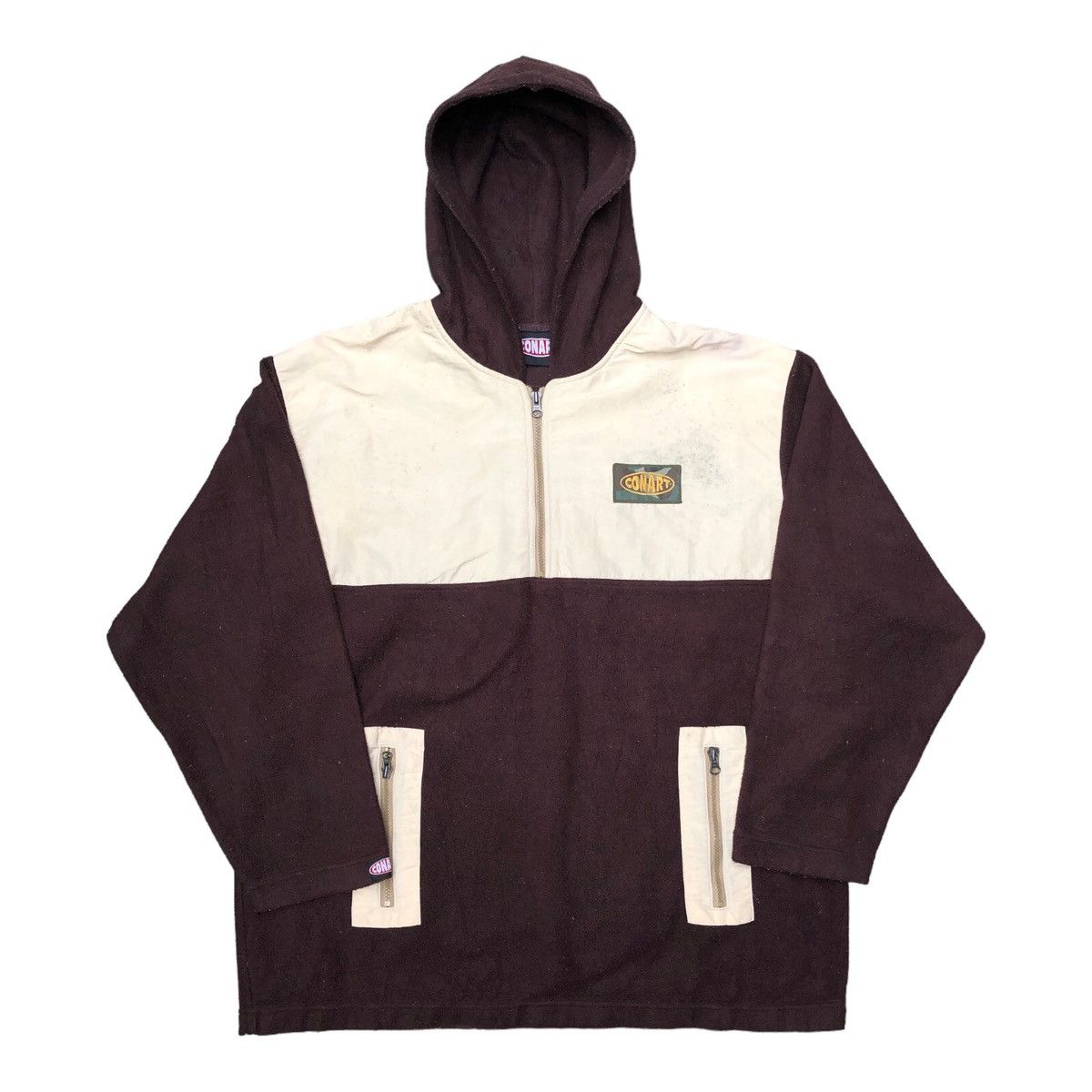 image of Skategang x Vintage Conart Halfzip Fleece Jacket in Brown, Men's (Size Large)