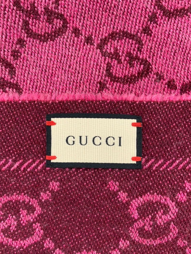 Gucci Gucci Rose-red double G old flower full print wool tassel s Size ONE SIZE - 8 Thumbnail