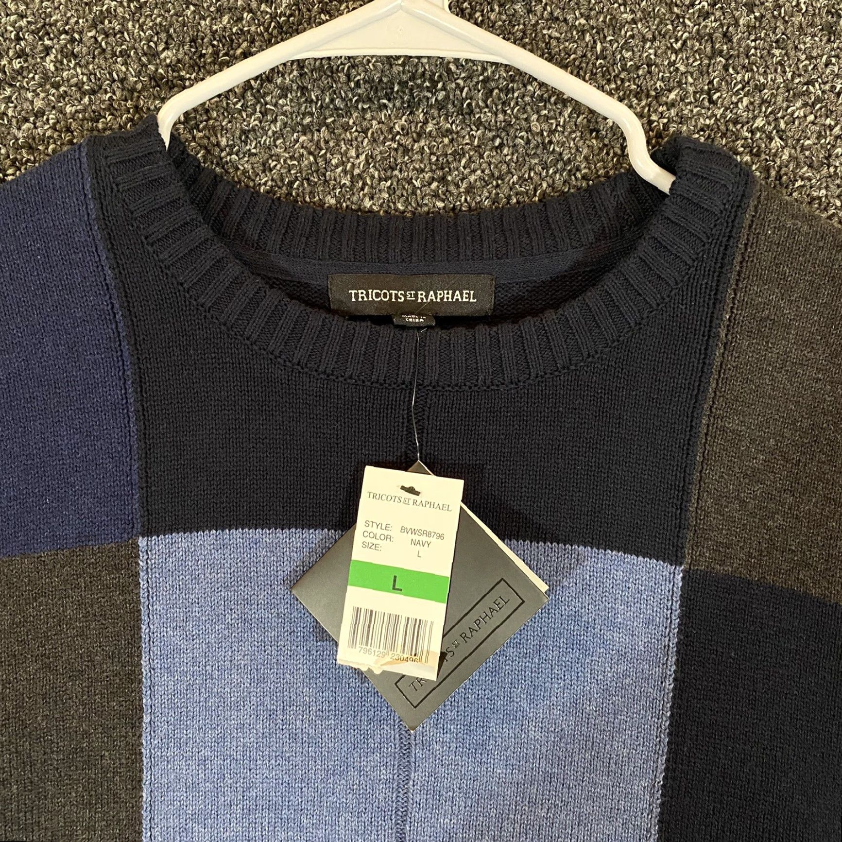 Vintage Tricots St Raphael Sweater Mens Large Navy Blue Plaid Long Sleeve Crewneck Pullover Knit Casual Winter Regular Mens Size US L / EU 52-54 / 3 - 2 Thumbnail