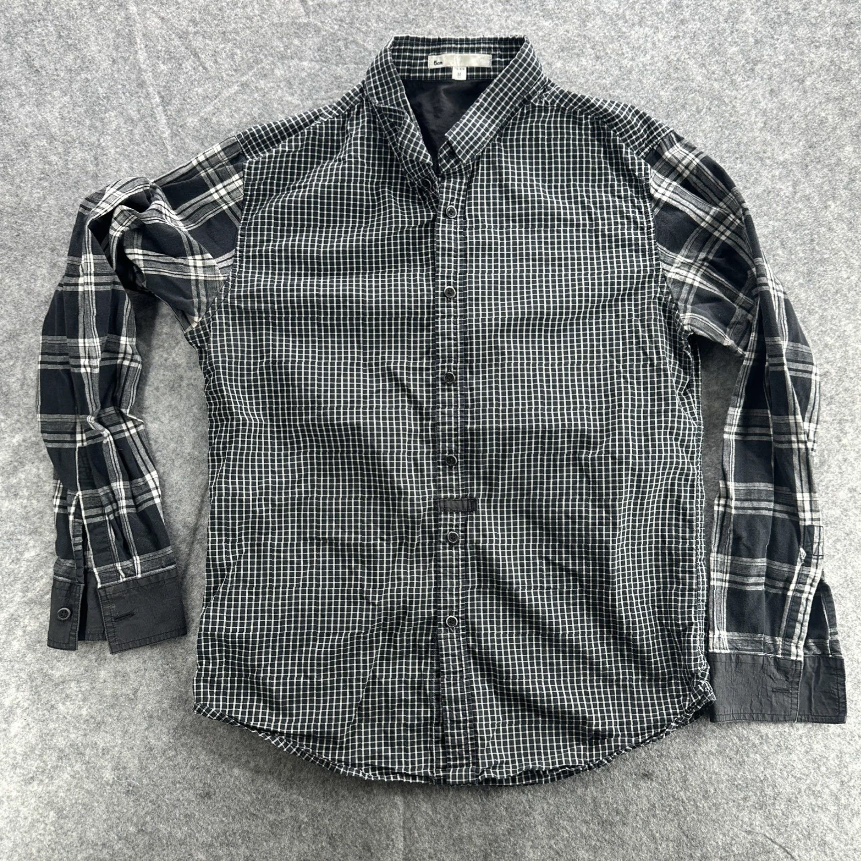Nique 5cm Shirt Mens Medium Black White Plaid Check Button-Down Long Sleeve Slim Cotton Shirt Mens Regular Black White Plaid Check Modern Casual Business Size US M / EU 48-50 / 2 - 2 Thumbnail