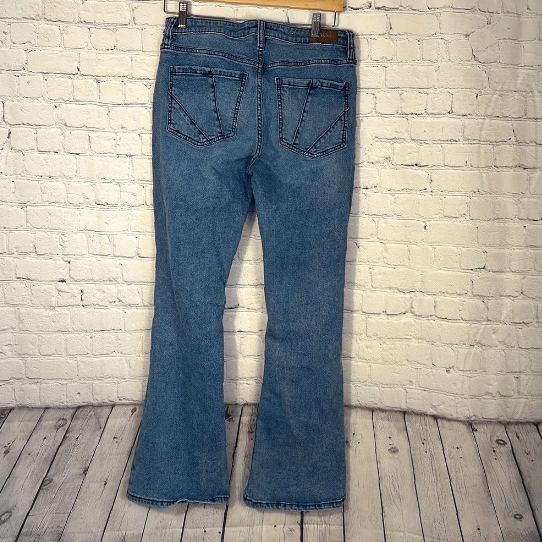Vintage Shyanne Jeans Bootcut Women Distressed Patchwork Light Blue Stretch W31 L32 Size 24" / US 00 / IT 34 - 6 Thumbnail