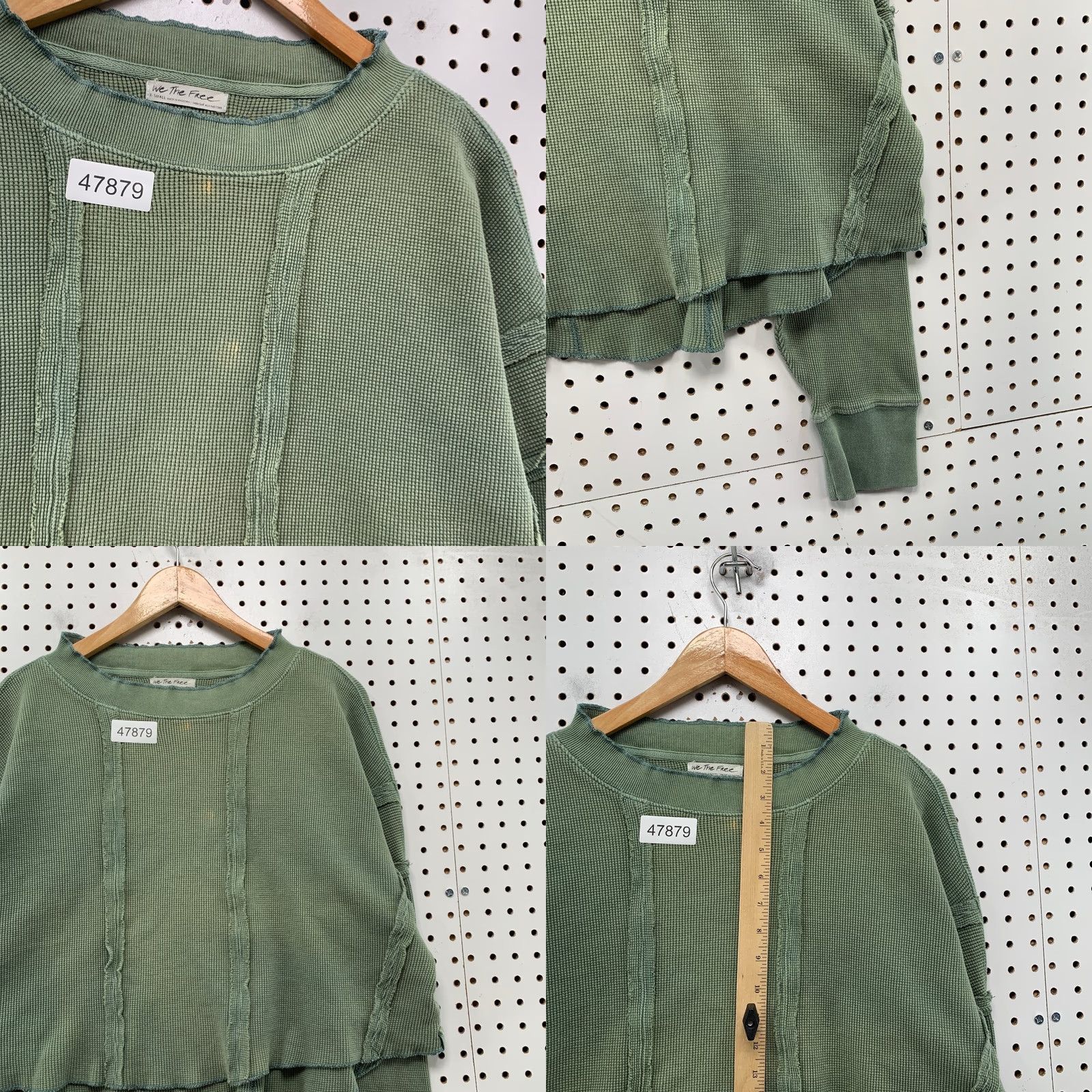 Free People Free People We The Free Thermal Top Womens XS Faded Green Heavyweight Hobo Boho Shirt Size XS / US 0-2 / IT 36-38 - 8 Thumbnail