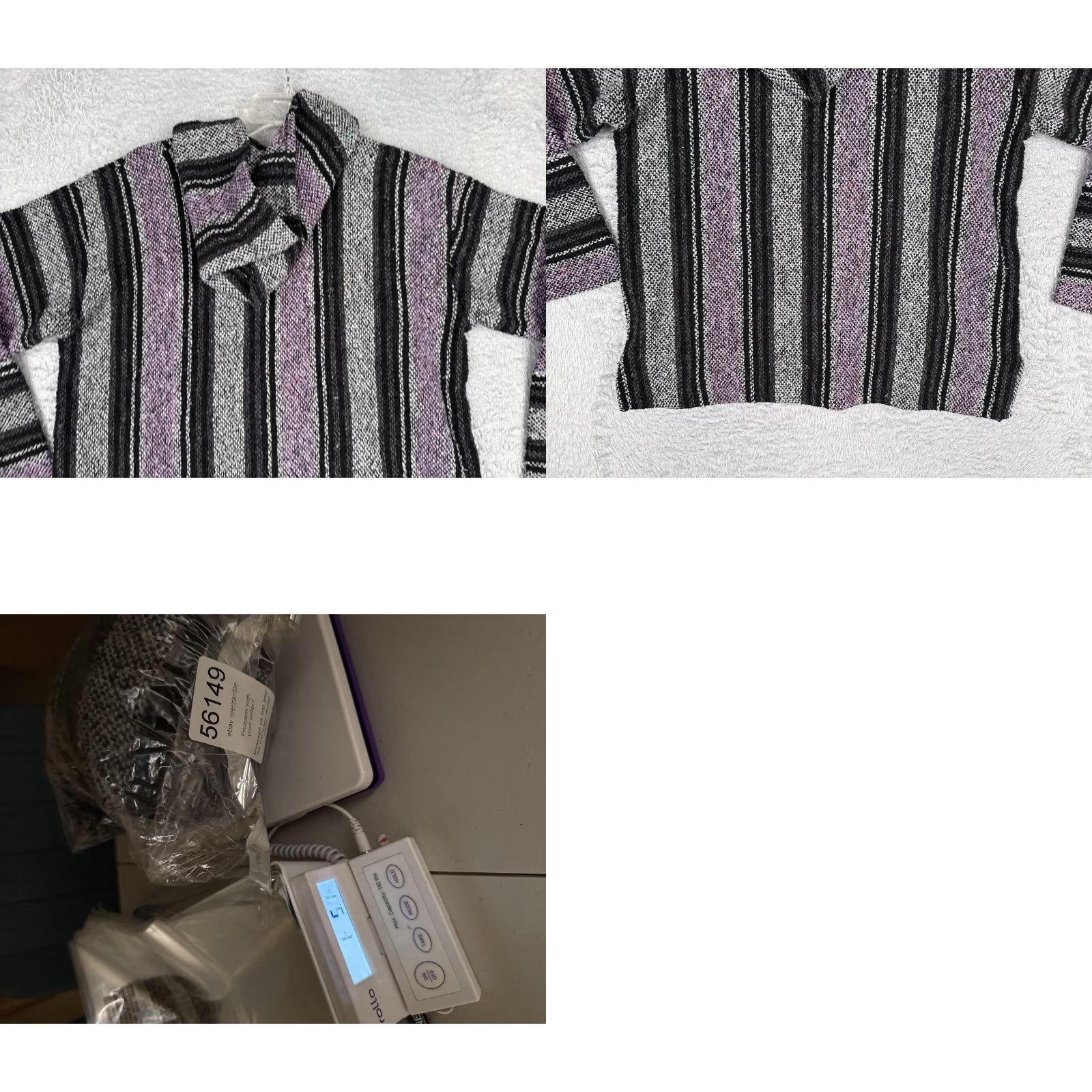 KangaROOS Baja Hoodie Mens Medium Gray Pink Striped Kangaroo Pocket Drug Rug Poncho Size US M / EU 48-50 / 2 - 9 Thumbnail