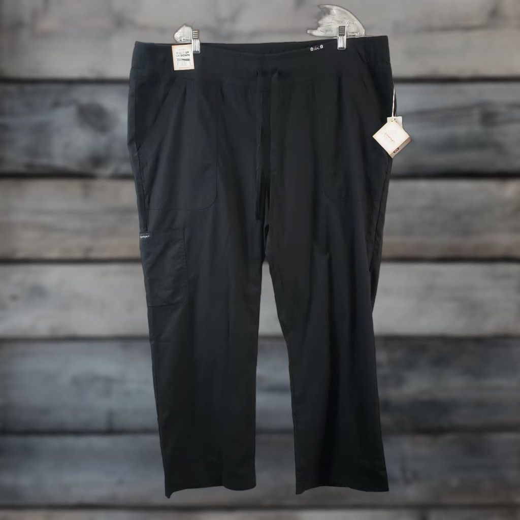 Koio Koi Womens Morgan Scrub Pants 3X Black - Solid Cotton Blend, 30" Inseam, Waist 22", Rise 13" - New with Tags, V2 Size 40" / US 18 - 1 Thumbnail