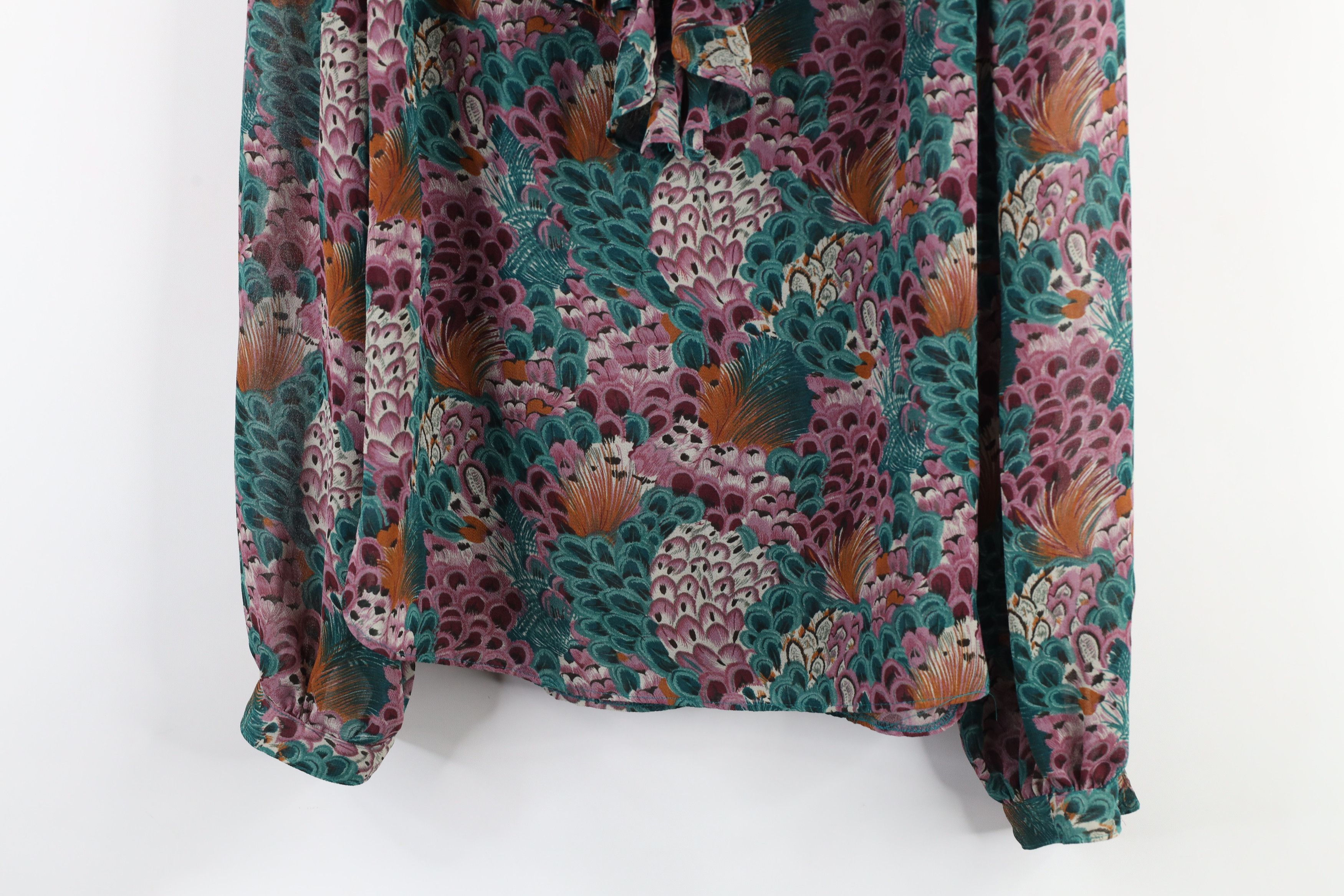 Vintage Vintage 70s Streetwear Feathers Ruffled Blouse Top USA Size M / US 6-8 / IT 42-44 - 3 Thumbnail