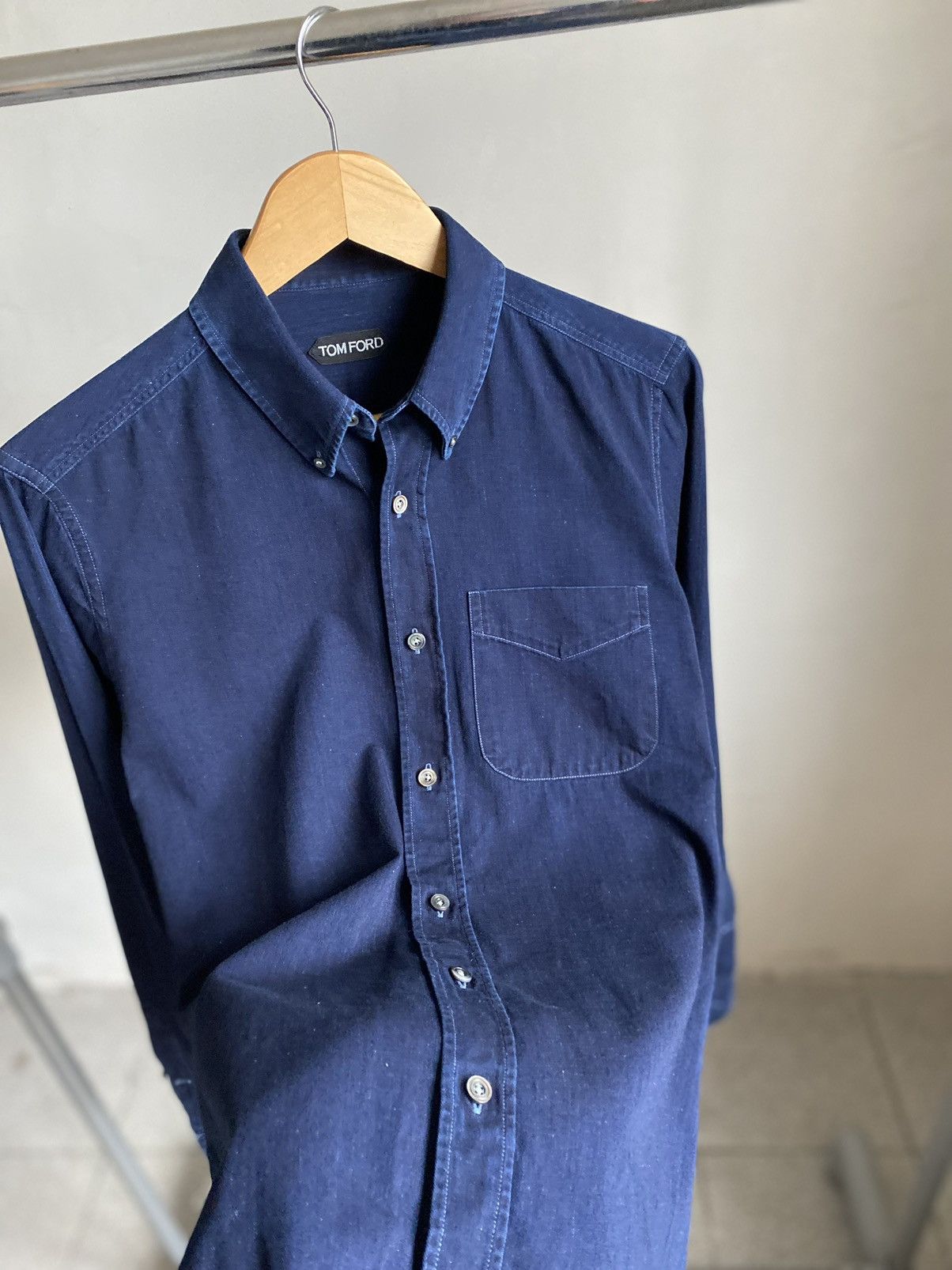 Tom Ford Tom Ford denim luxury shirt button down chest pocket Size US S / EU 44-46 / 1 - 1 Thumbnail