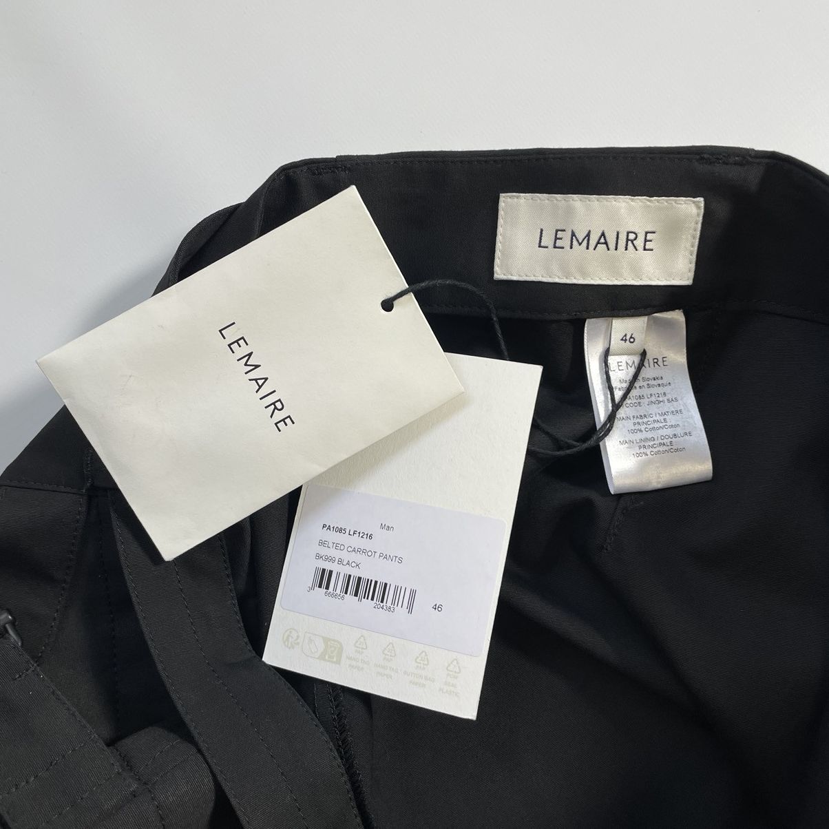 Lemaire S/S 24 Black ‘Belted Carrot Trousers’ Size US 34 / EU 50 - 4 Thumbnail
