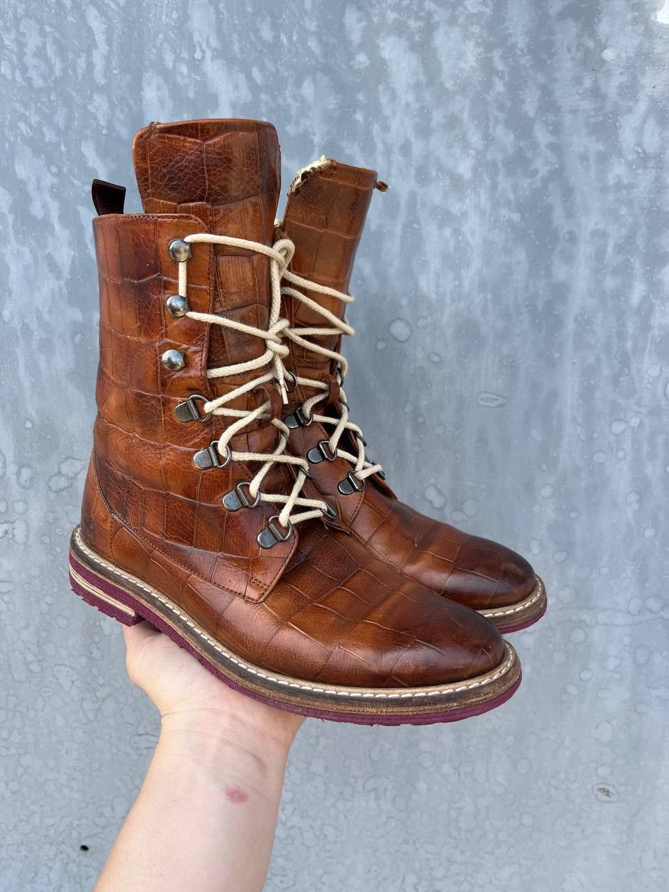 If Six Was Nine Vintage As 98 Guidi style Leather Faded Biker High Boots Size US 5.5 / EU 38 - 1 Thumbnail