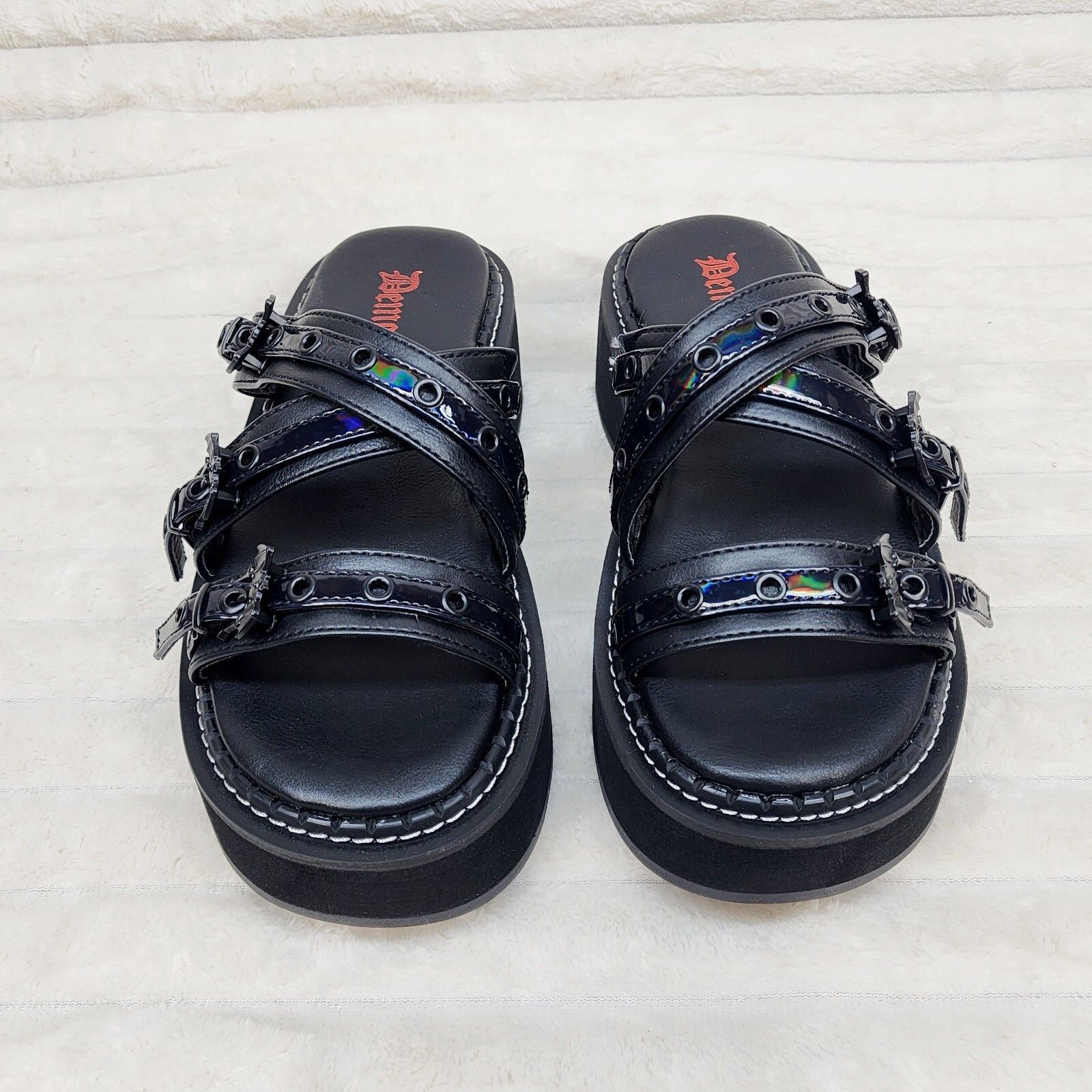 Other DEMONIA Emily 100 - 2 Black 2" Platform Bat Buckle Slip On S Size US 11 / IT 41 - 6 Thumbnail