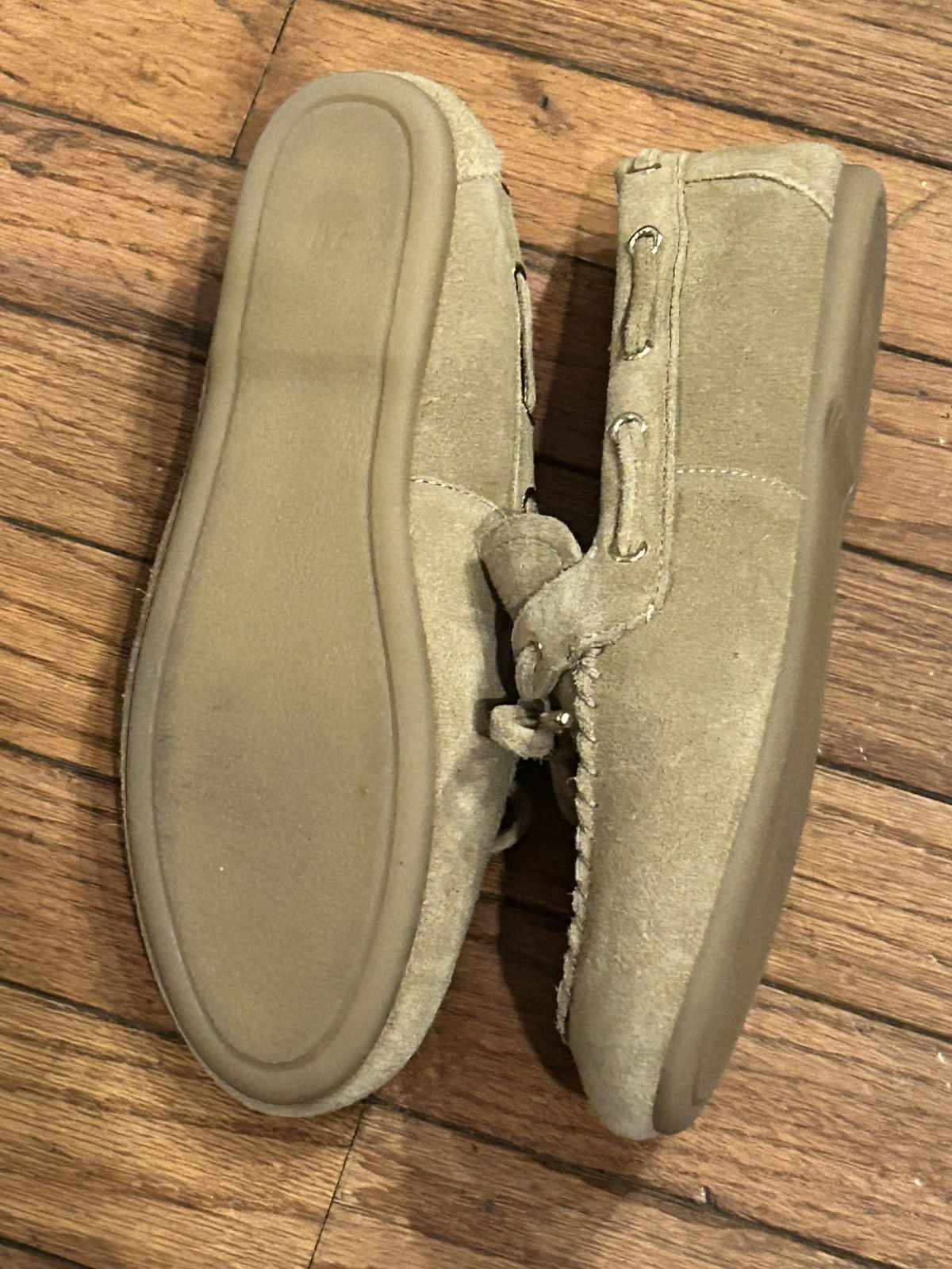 H&M H & M Premium Collection Light Beige Suede Driving Moccasins Size US 7 / IT 37 - 5 Thumbnail