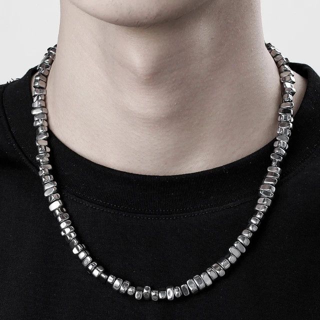 Jewelry Natural Hematite Stone Collar 18" Necklace Size ONE SIZE - 1 Thumbnail