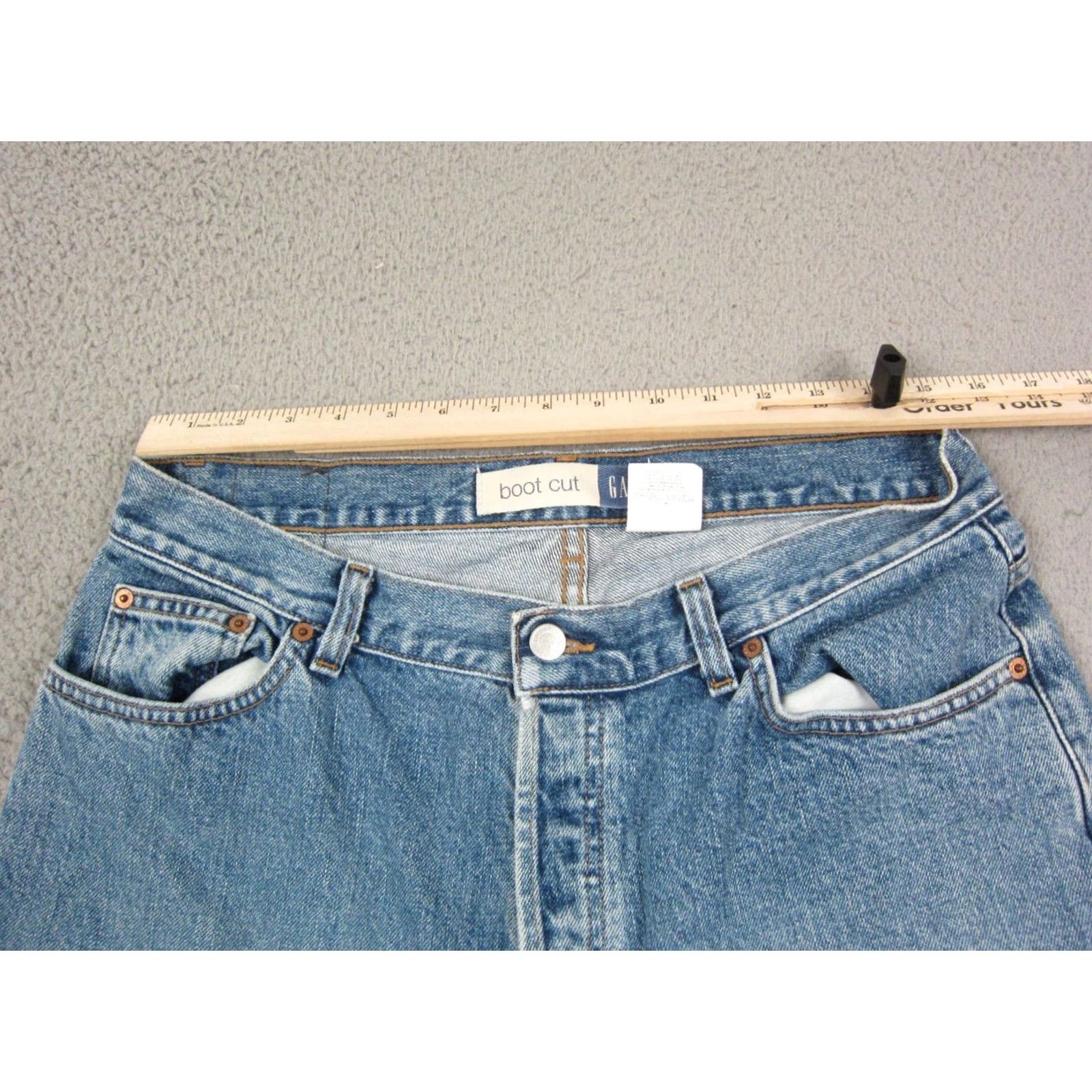 Gap VINTAGE GAP Jeans Womens 14R Blue Bootcut Y2K Wide Leg Denim Light Wash 90s Womens Jeans Gap 1969 Bootcut Regular Womens Jeans Blue 14R Size 36" / US 14 / IT 50 - 7 Thumbnail