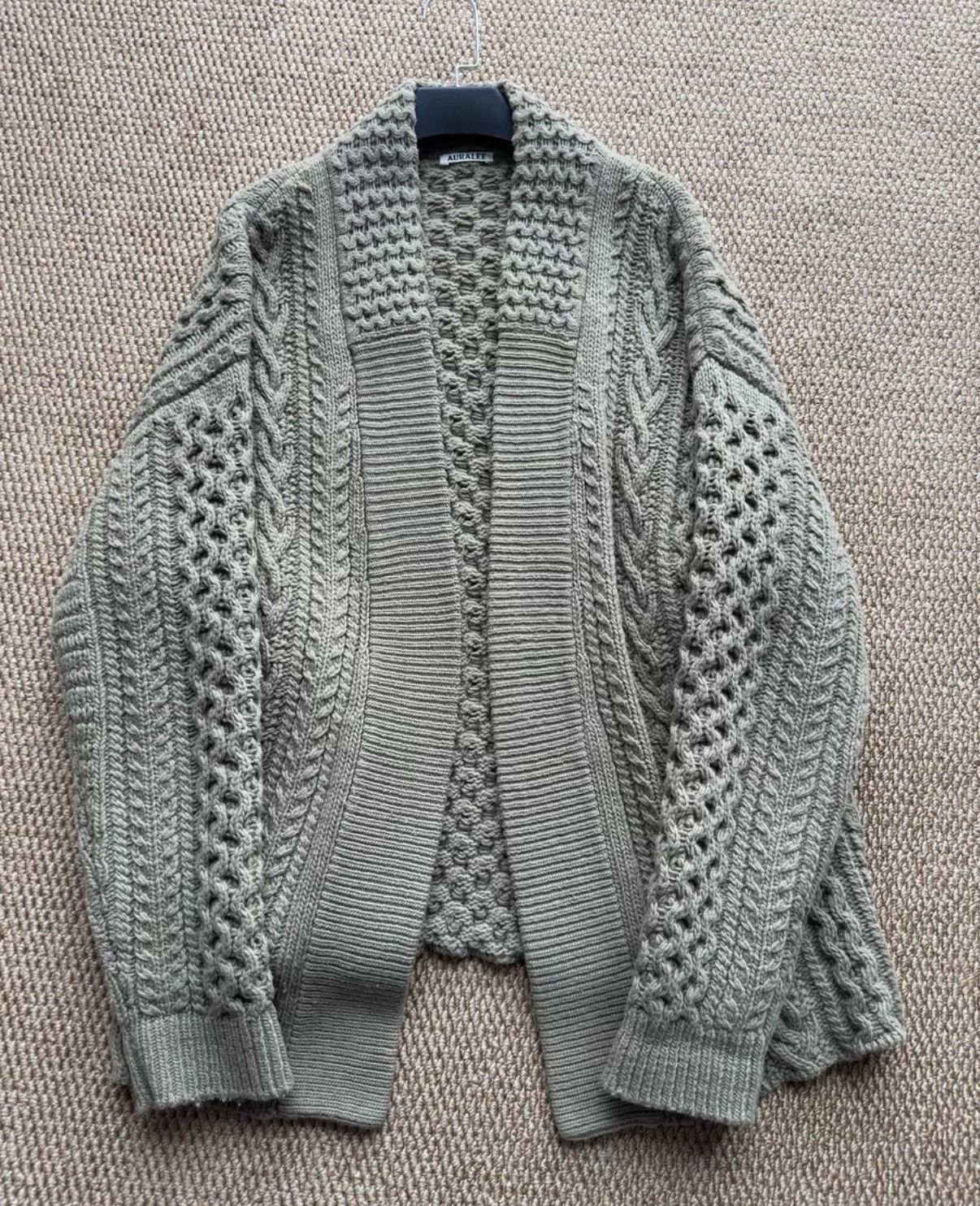 Auralee AURALEE Melange Wool Cable Knit CCardiga K23 Size US L / EU 52-54 / 3 - 1 Thumbnail