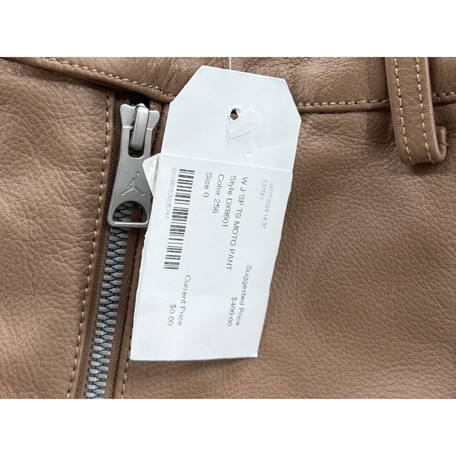 Jordan Brand Jordan Travis Scott Brown Leather Moto Pants Sz 0 DX8601-256 Size 25" / US 0 / IT 36 - 4 Thumbnail