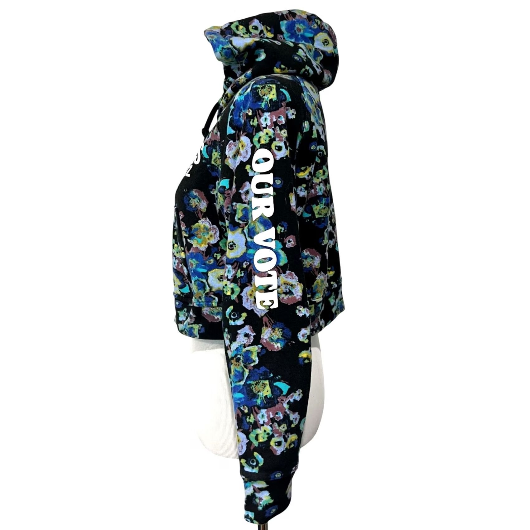 Ulla Johnson Ulla Johnson Hoodie Crop XS Blue Floral Full Zip Our Bodies Our Vote Made in USA Womens XS Hoodie Size XS / US 0-2 / IT 36-38 - 4 Thumbnail