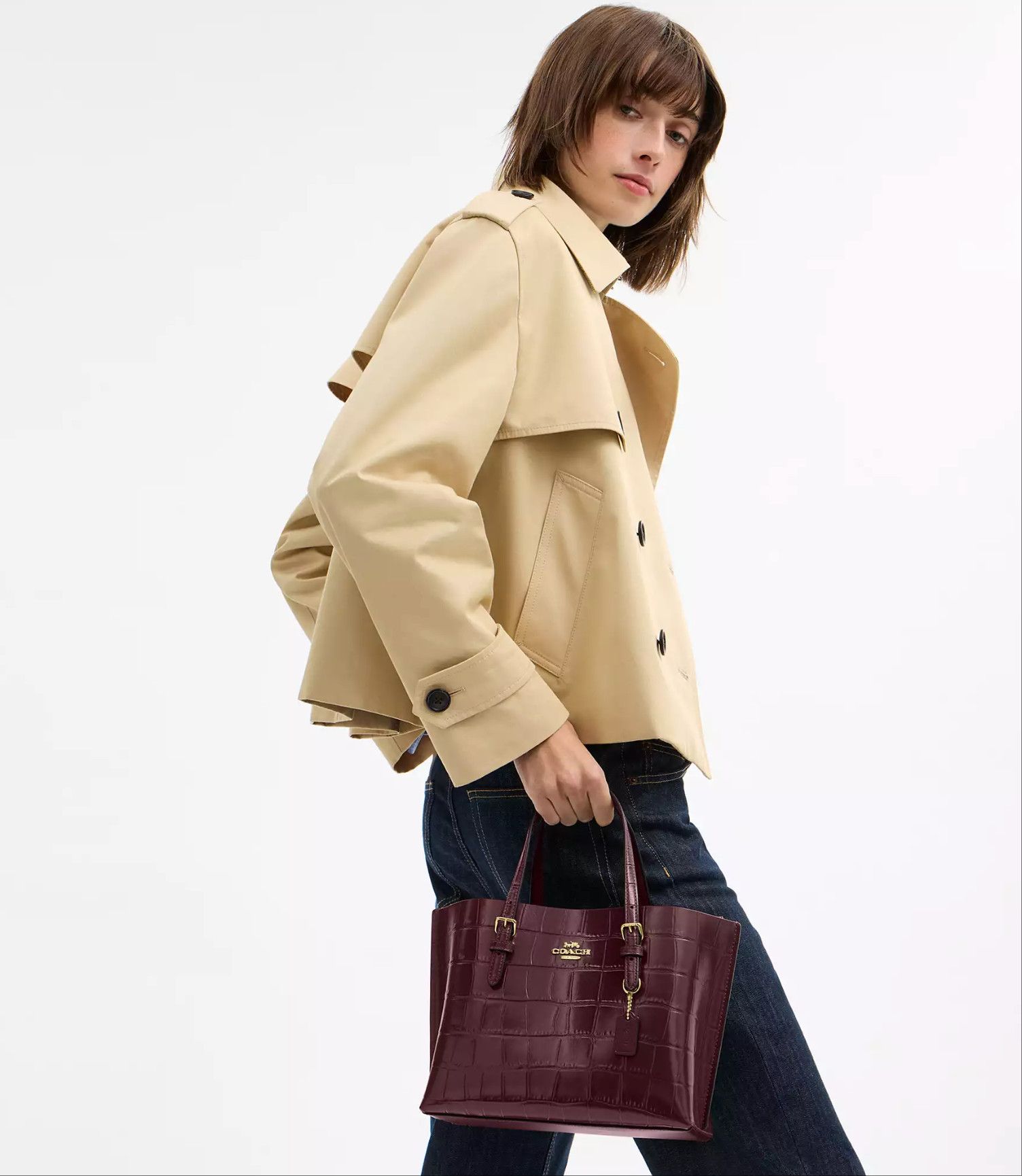 Coach NWT Coach Mollie Tote Bag 25 CW017 Dark Wine Size ONE SIZE - 10 Thumbnail