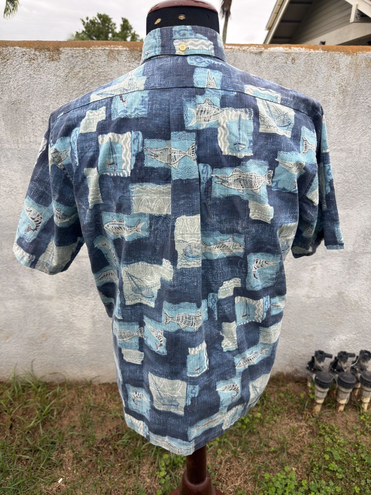 Reyn Spooner PreOwned Reyn Spooner Blue Hawaiian Print 3/4 Button Men's M Size US M / EU 48-50 / 2 - 2 Thumbnail