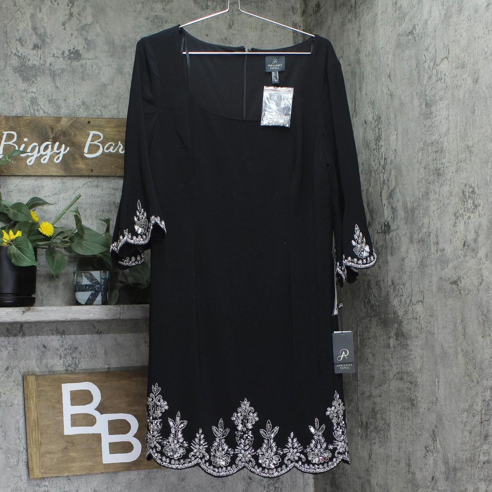 Other Nwt Adrianna Papell Neck A-line Dress Ap1e211500 Black 14 Size XL / US 12-14 / IT 48-50 - 1 Thumbnail