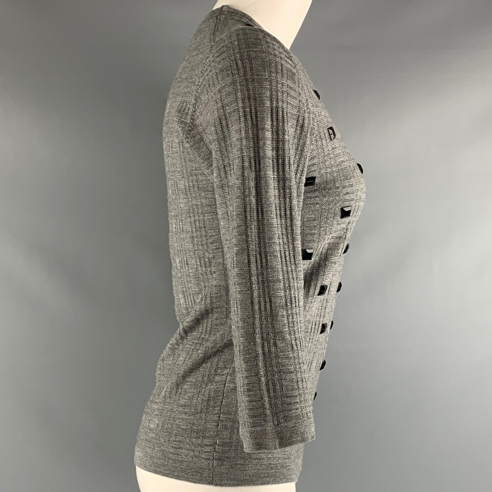 Other MARLOWE S Grey Black Cashmere Silk Beaded V Neck Casual Top Size S / US 4 / IT 40 - 3 Thumbnail