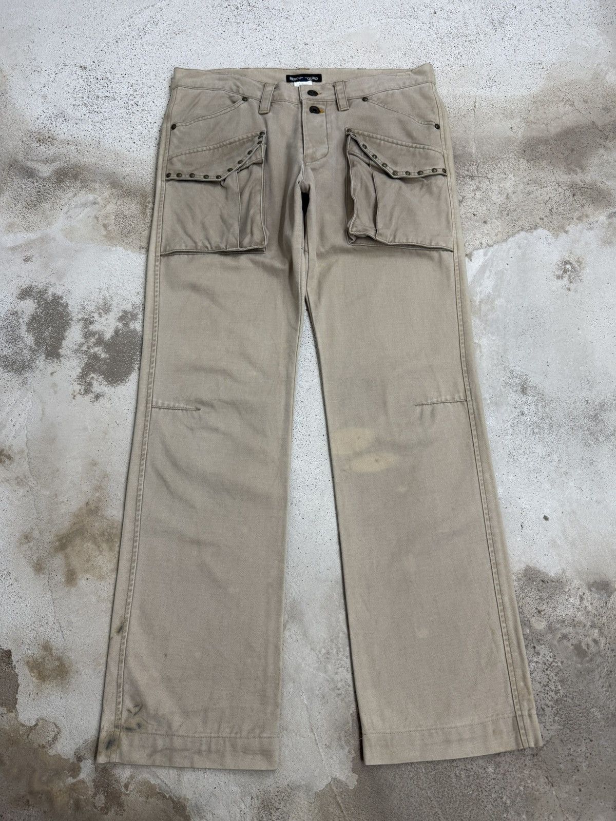 Japanese Brand Vintage Y2K Rescue Squad Studded Pocket High Oz Denim Size US 32 / EU 48 - 1 Thumbnail