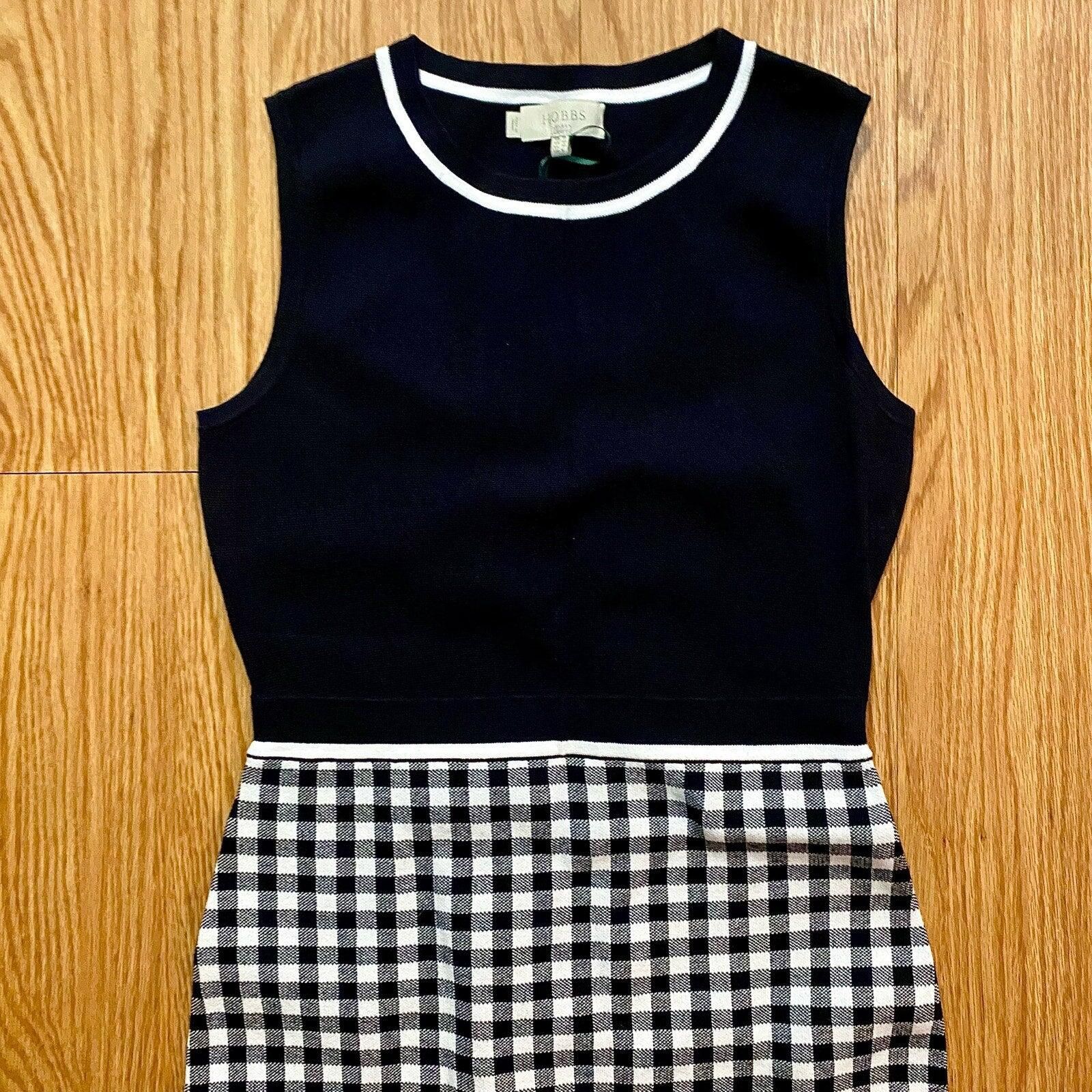 Other Hobbs London Saffi Knitted Dress Navy Ivory Womens 6 Size M / US 6-8 / IT 42-44 - 3 Thumbnail